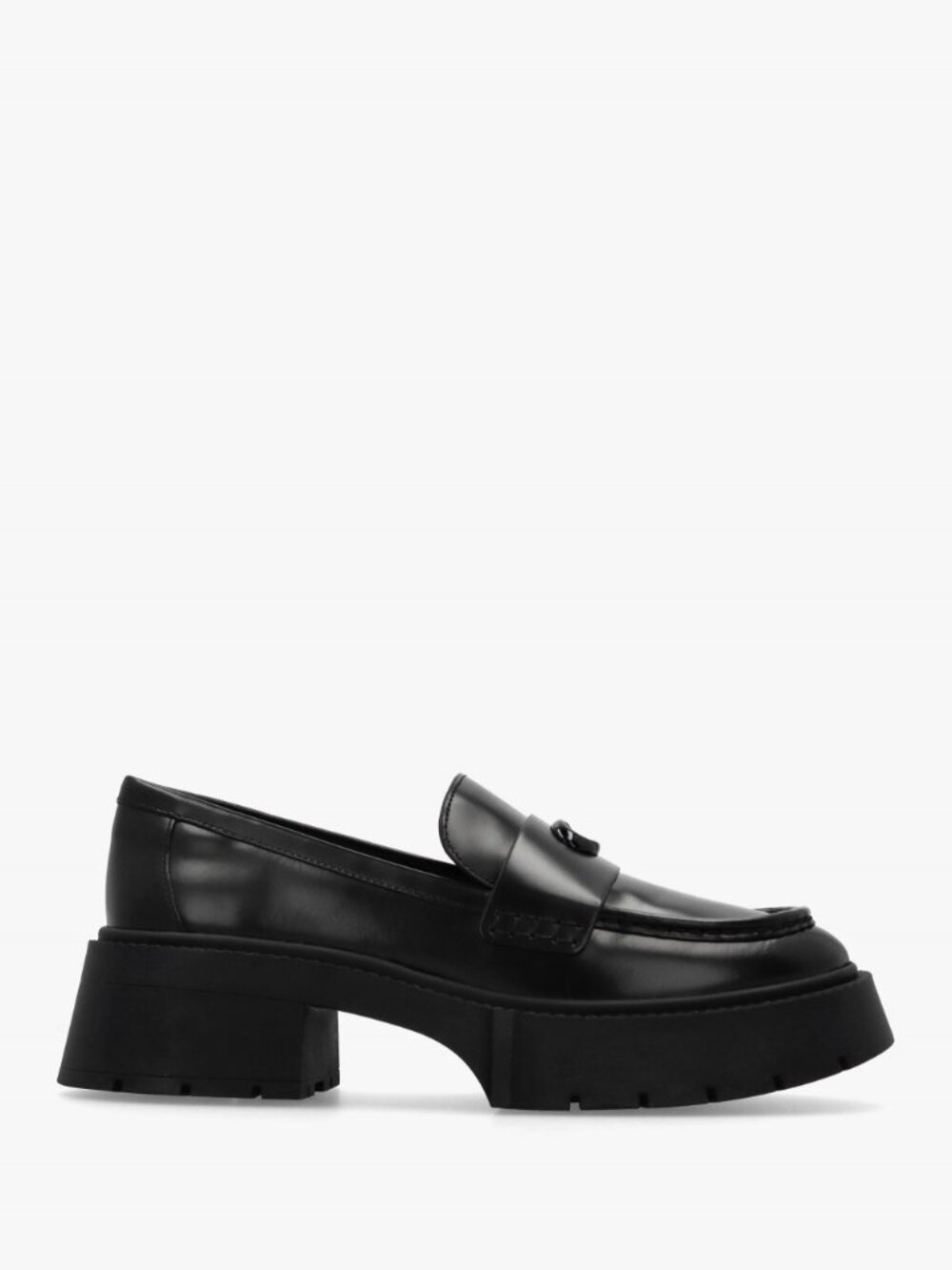 Coach Black Leather Lug Sole Loafers Size 7